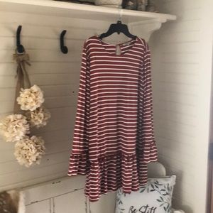 Large rust/brown striped tunic or dress